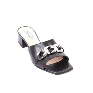 PHIL GATIÈR by REPO 45500 Black Leather Slide Heel Sandal